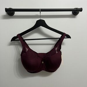 NWT 30I Unpadded Burgundy Flexwire Bra